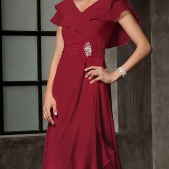 JJs House Dresses Jjs House Nwt Burgundy Full Length Chiffon